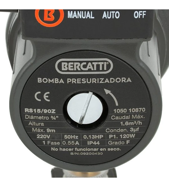 Bomba Presurizadora Rs15/90-z 120 watts Bercatti - Imagen 2