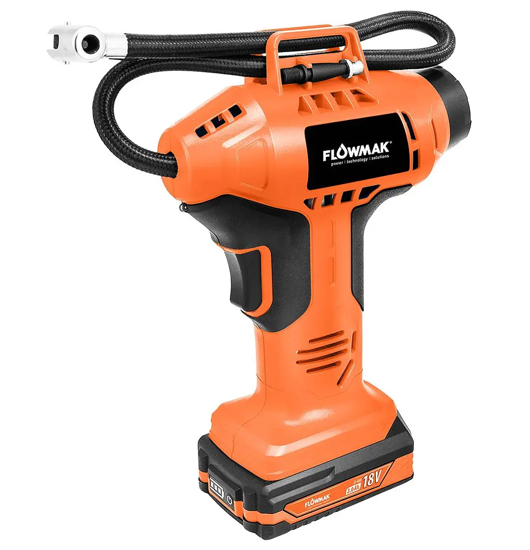 Compresor Aire 18V con Bateria 2.0Ah + Cargador Flowmak